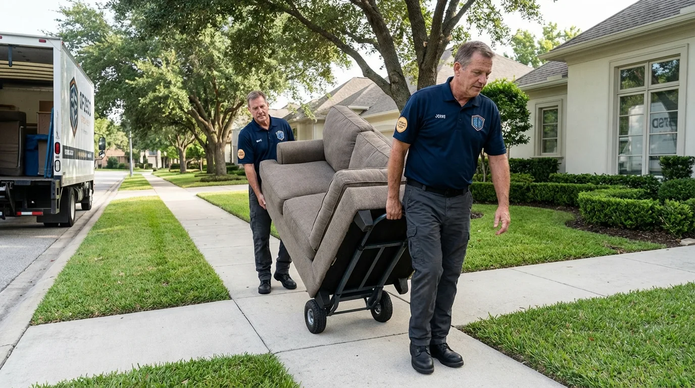 Local residential moving crew loading furniture in Waterbury, CT