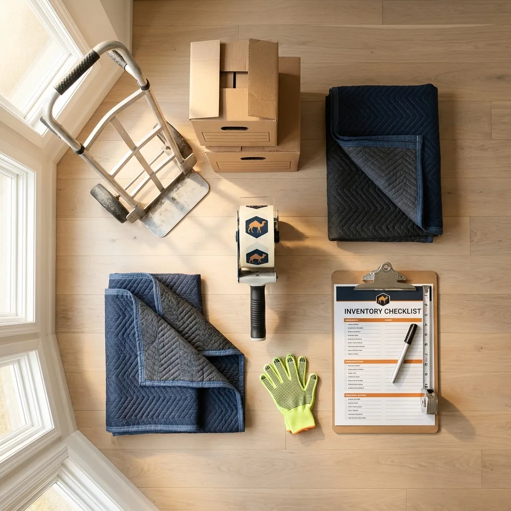 Professional moving supplies and packing materials layout for Waterbury residential relocations
